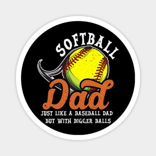 Softball Dad like a baseball dad with bigger Balls Softball Magnet